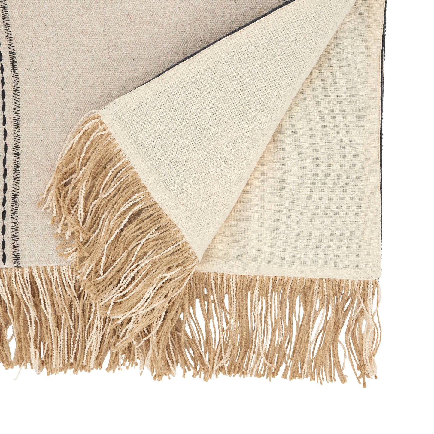 Fringe Detail Banded Table Runner