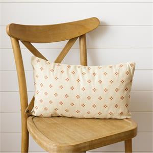 Block Print Salmon Lumbar Pillow 12”Hx20”W