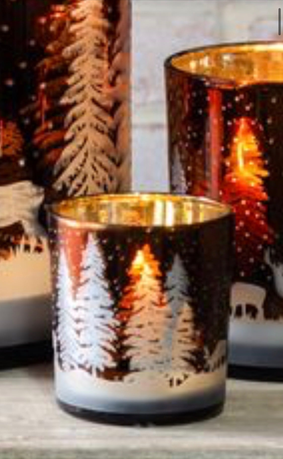 Winter Deer Scene Hurricane Candle Holder