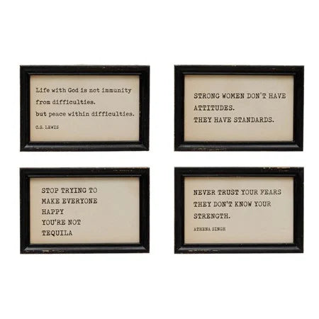 Wood Framed Wall Decor with Saying, 4 Styles