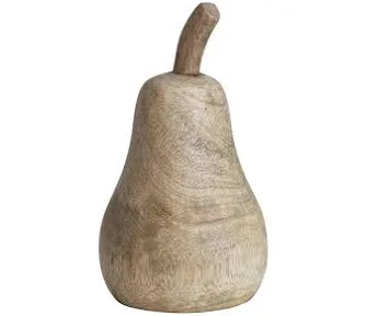 Mango Wood Carved Pear 3”D x 5”H
