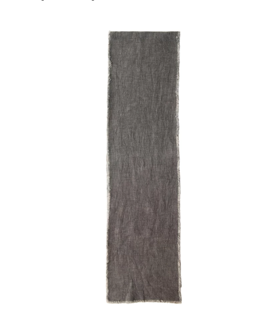 Linen Blend Table Runner - Dark Grey 108”