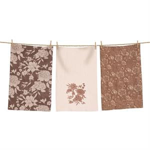 Set/3 Sepia Florals Tea Towels