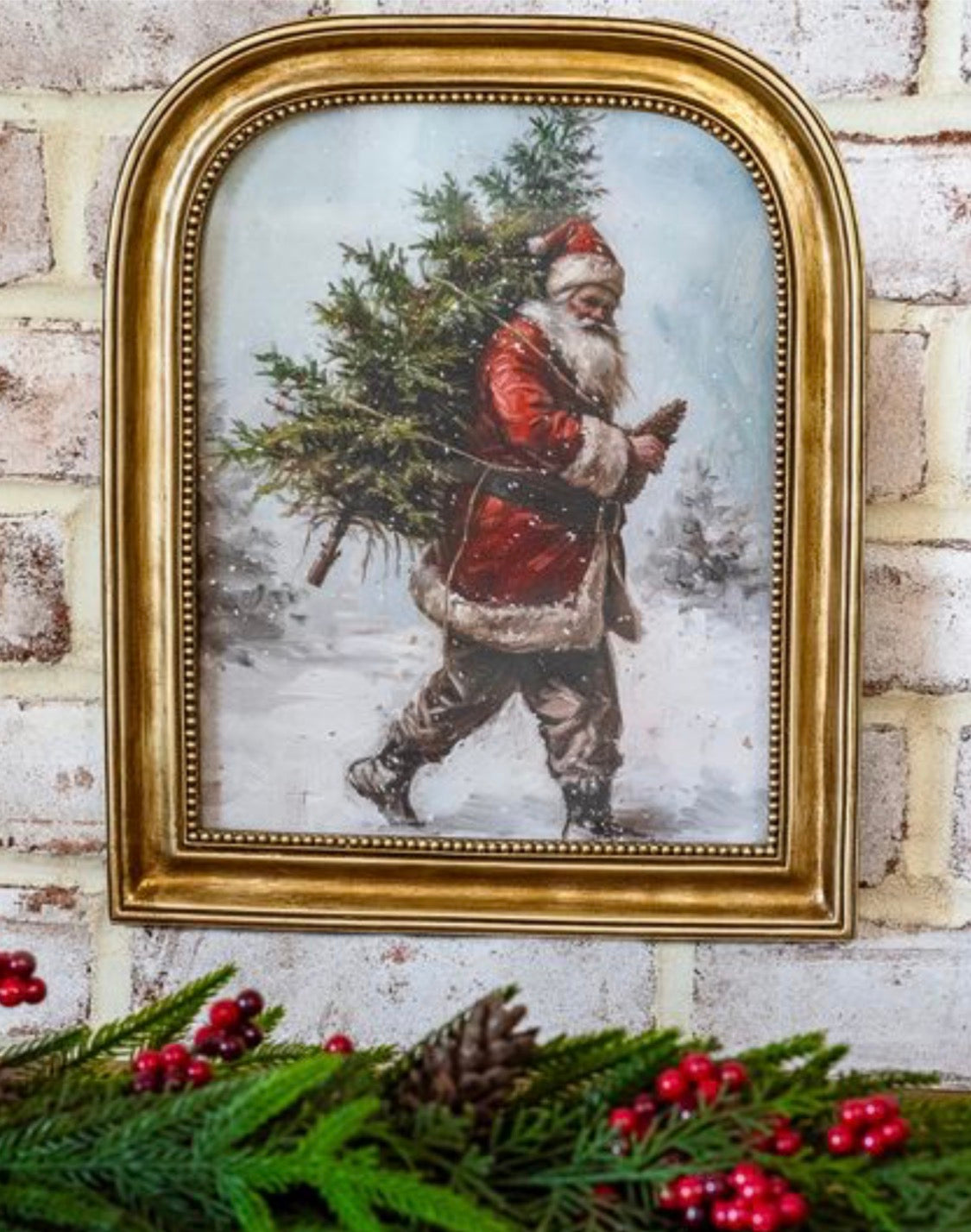 12” Antique Gold Santa Tree Frame