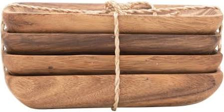 Set/4 6 1/2”L Acacia Wood Trays