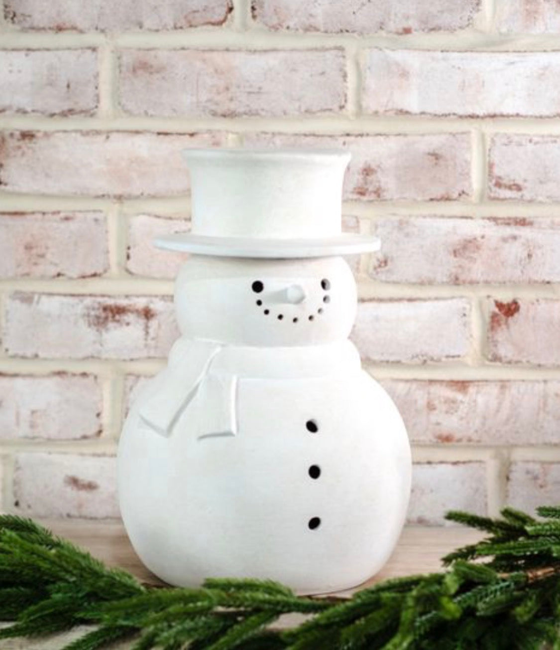 7” White Terracotta Snowman