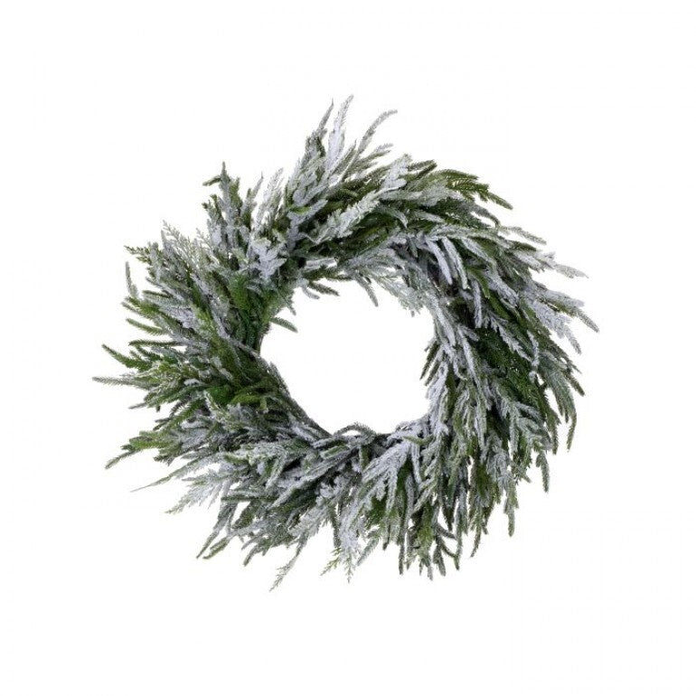Real Touch Norfolk Pine Wreath Snow