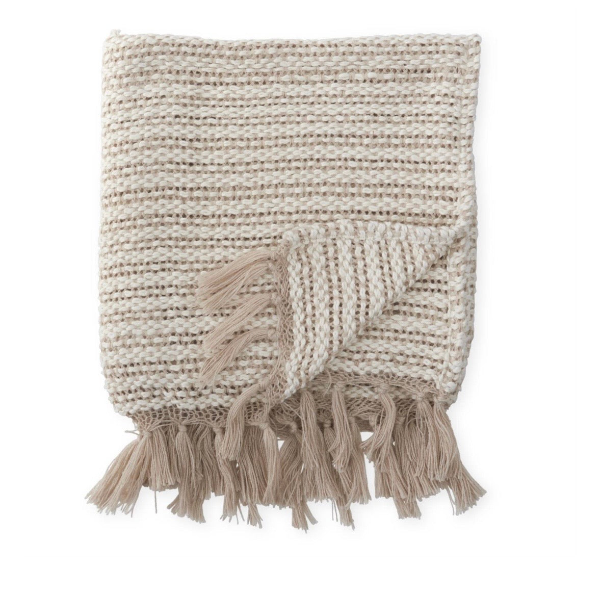 Beige and White Throw Blanket