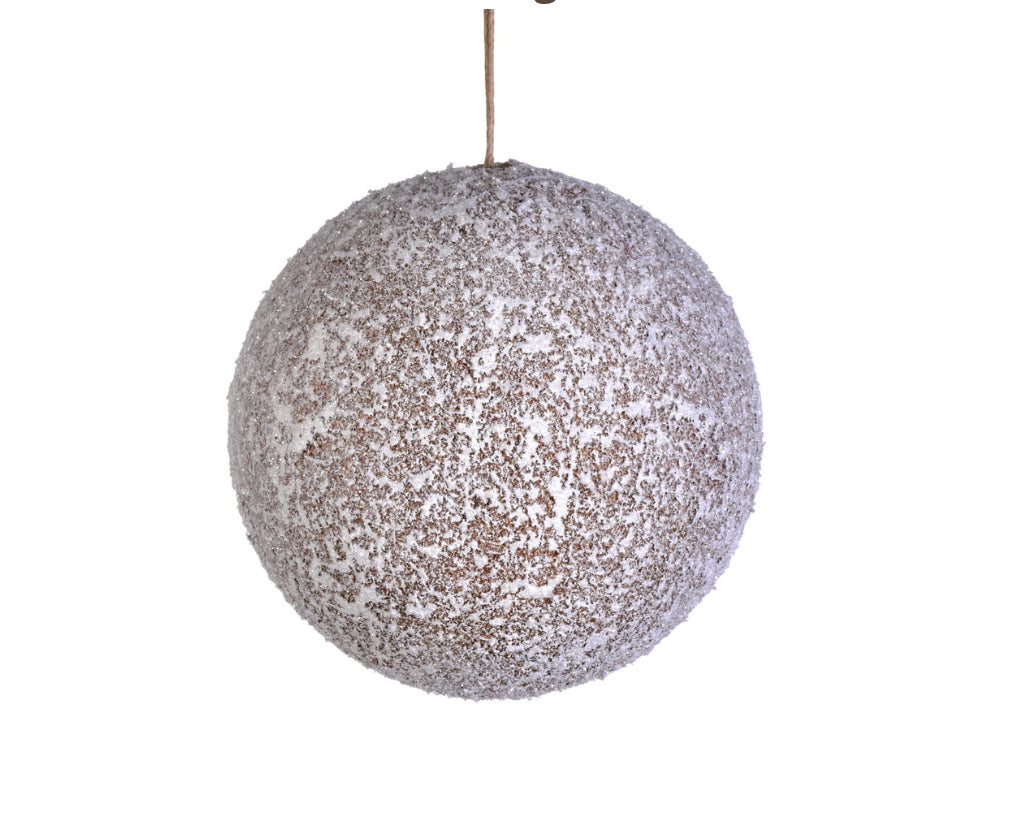 4.75” Glitter Frosted Beige Ball Ornament