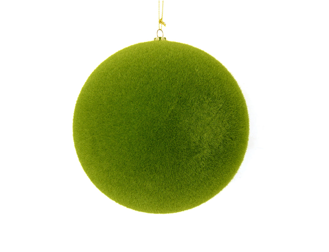 6" Moss Green Flocked Ball Ornament