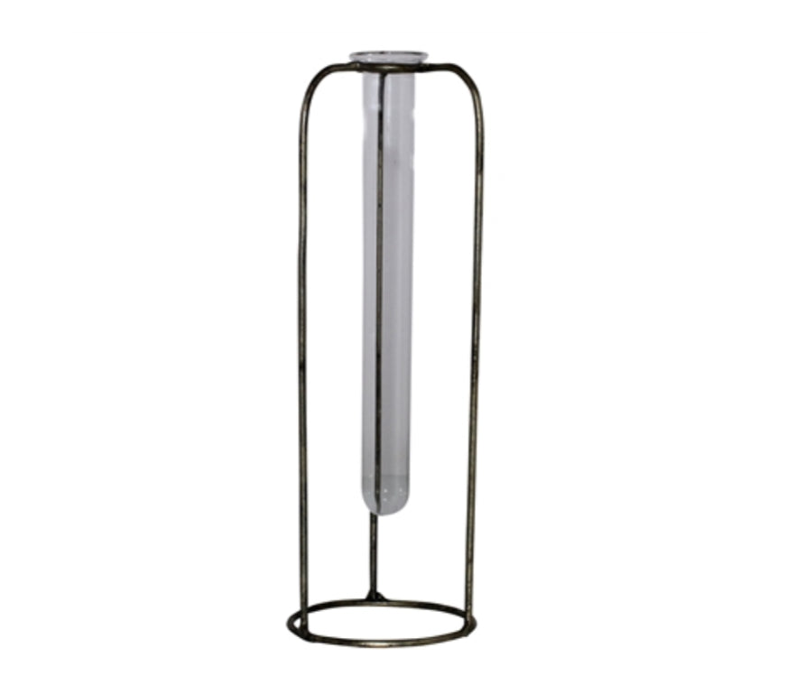 Archer Bud Vase, Glass/Metal