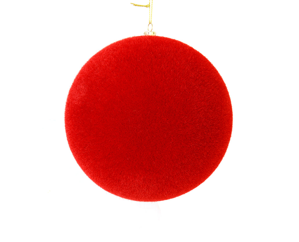 4” Red Flocked Ball Ornament