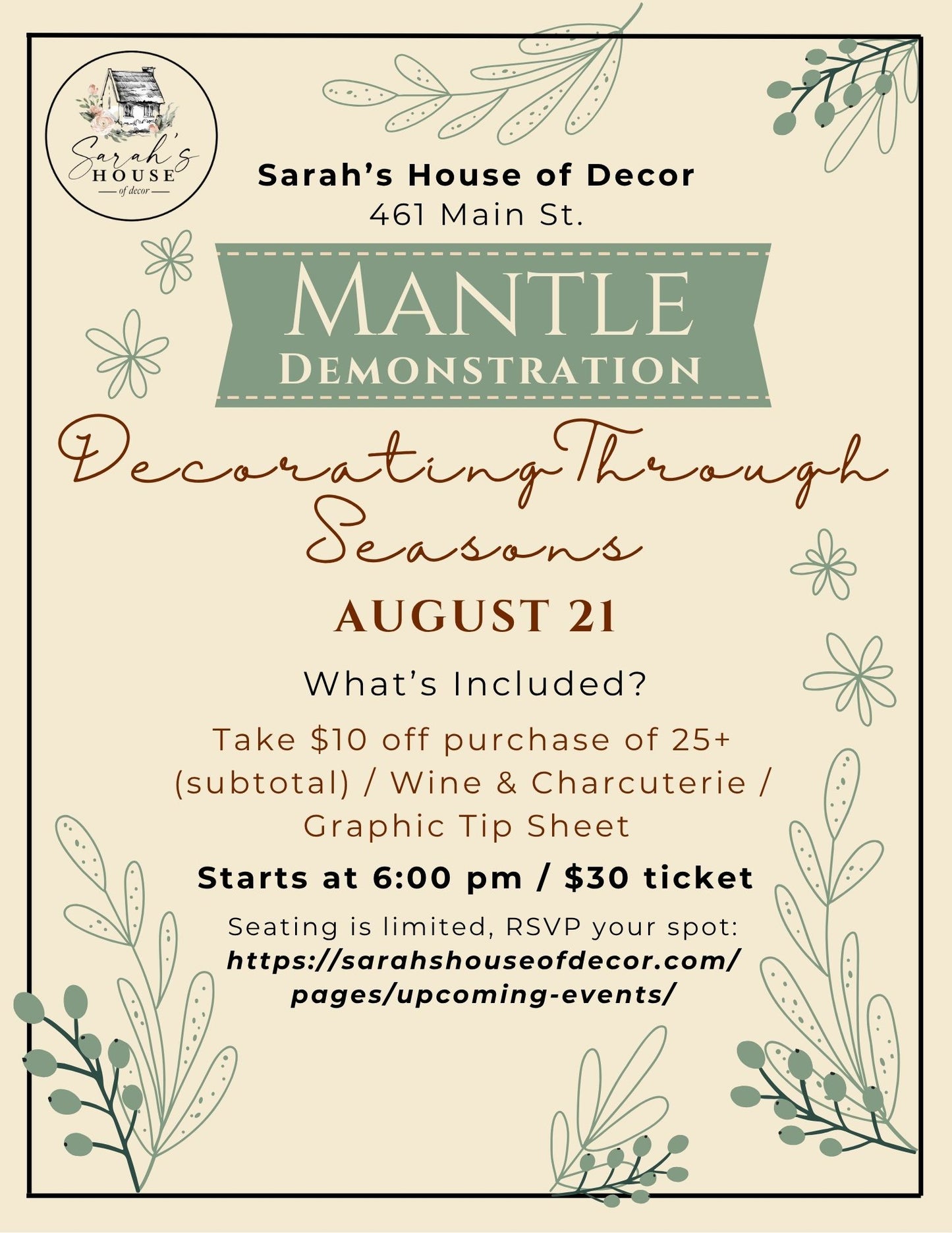 EVENT: Mantle Demonstration - Decorating Through Seasons