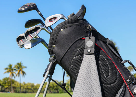 Magnetic Waffle Weave Microfiber Golf Towel with Clip - Gray