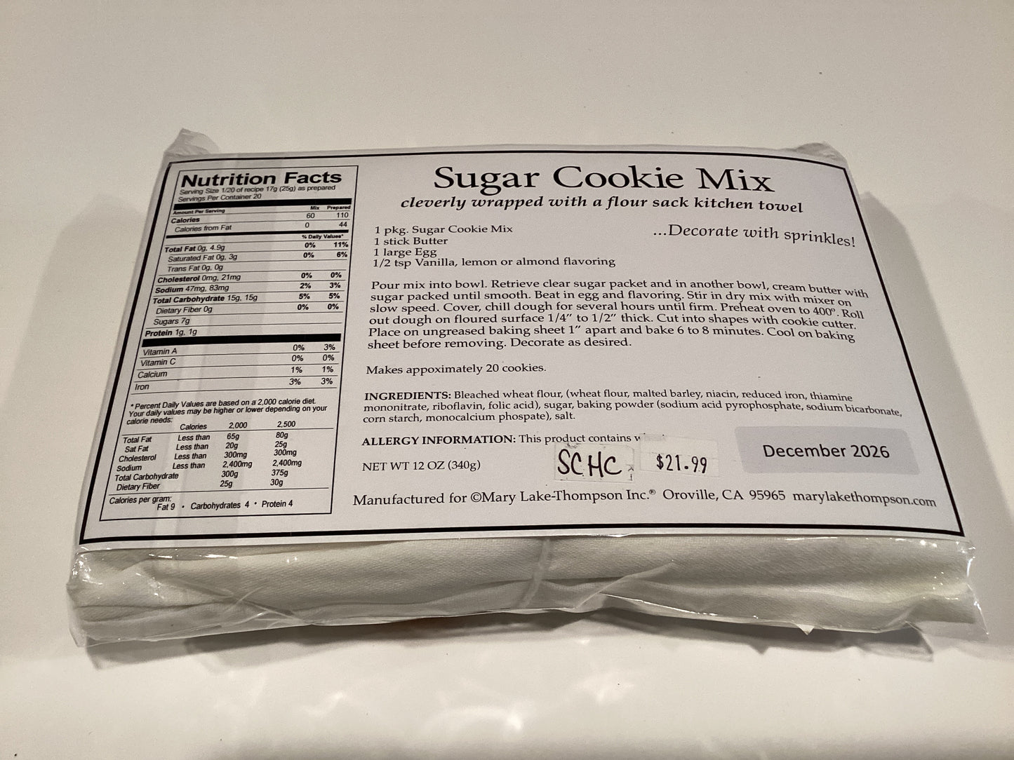 Sugar Cookie Mix With Flour Sack Kitchen Towel