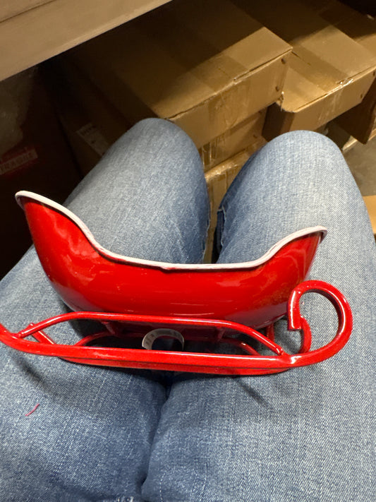 Metal Red & White Sleigh