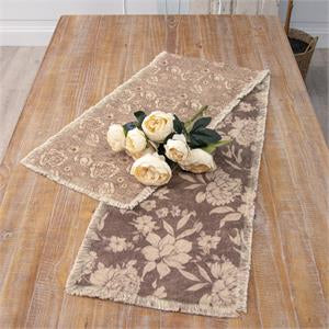 Reversible Sepia Floral Table Runner