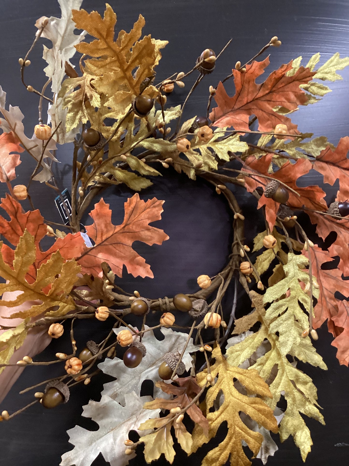 Multi Colored Oak Leaf Candle Wreath