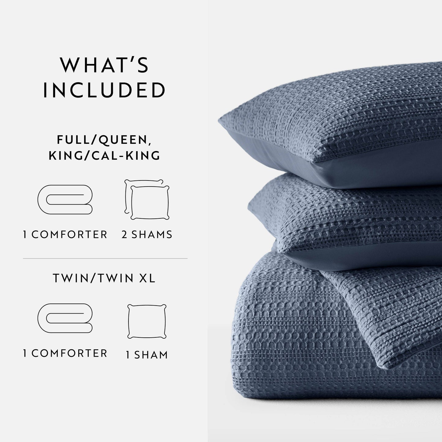 Waffle Textured 3 Piece Down Alternative Comforter Set