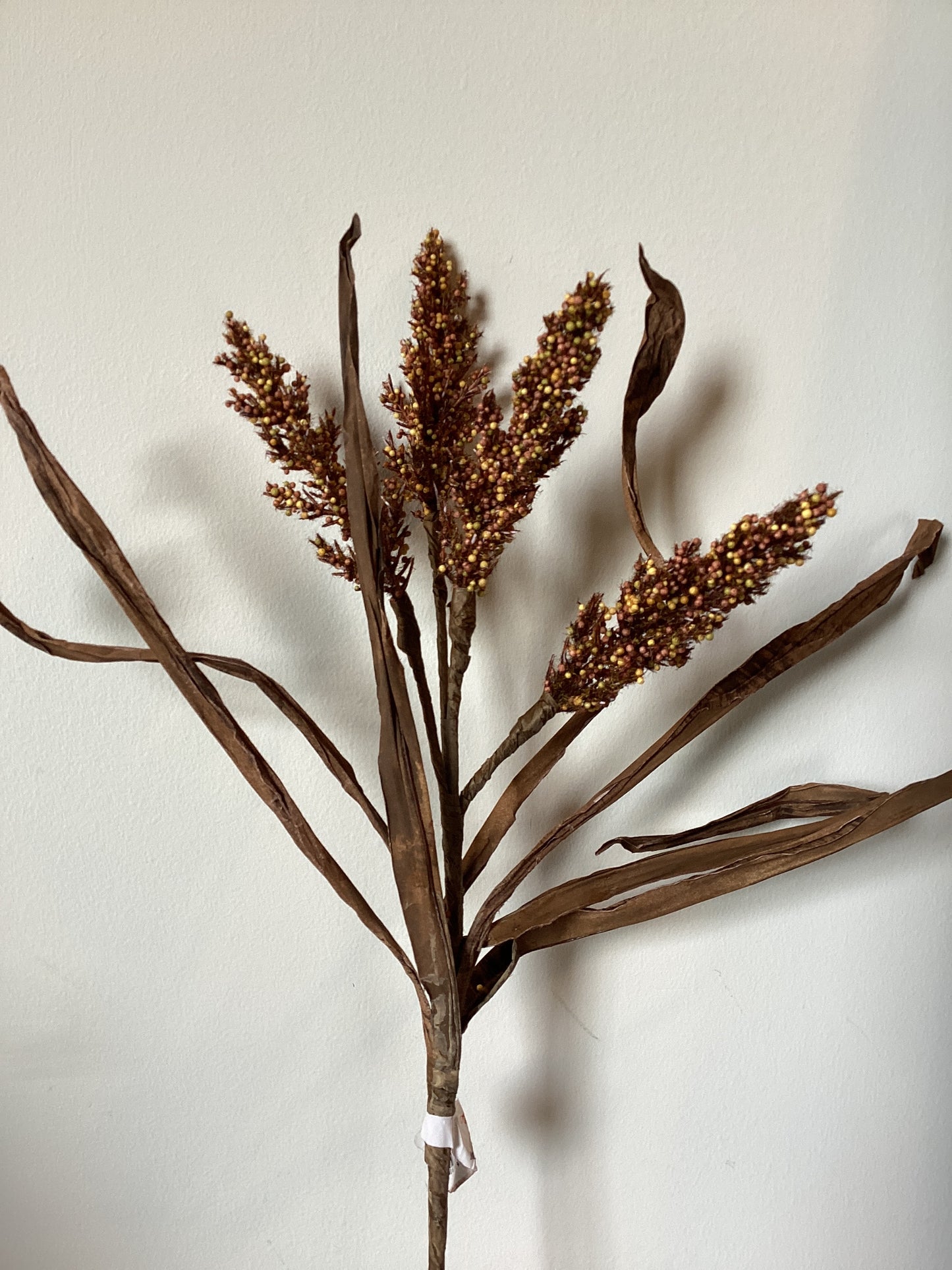 19” Faux Dried Sorghum Spray w/Leaves