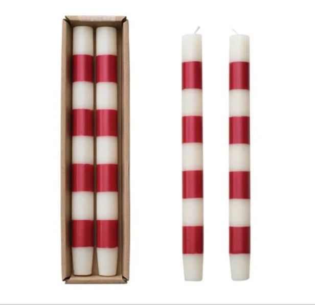 Unscented Taper Candle Ivory Color with Gold 3D Dots Boxed set/2