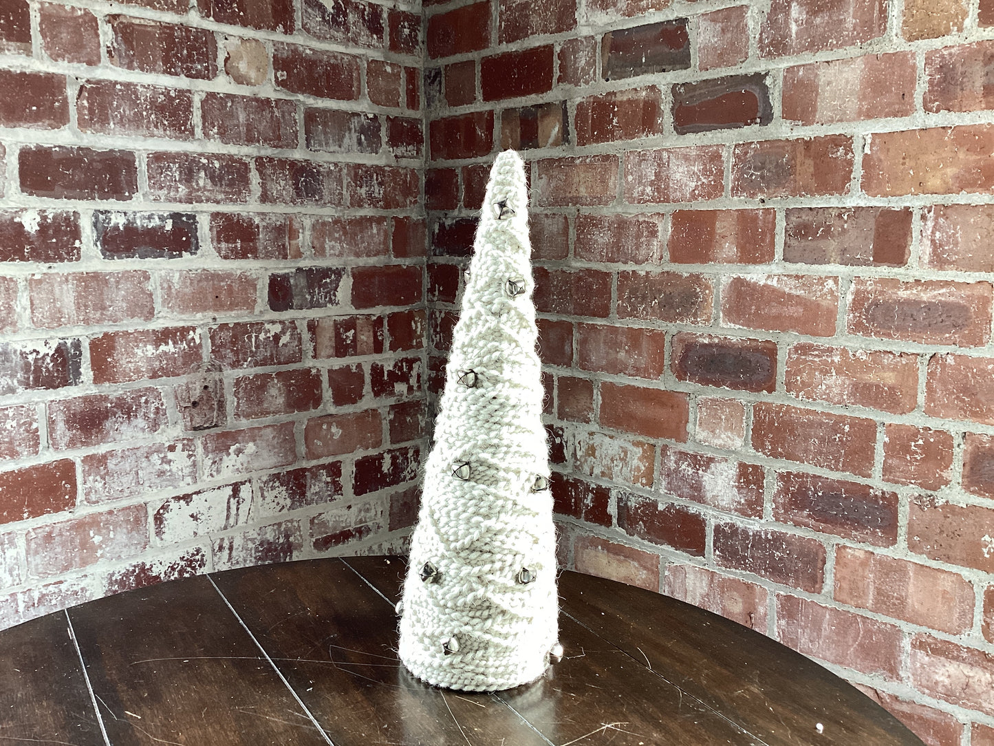 Large Silver Bells Chunky Yarn Cone Tree