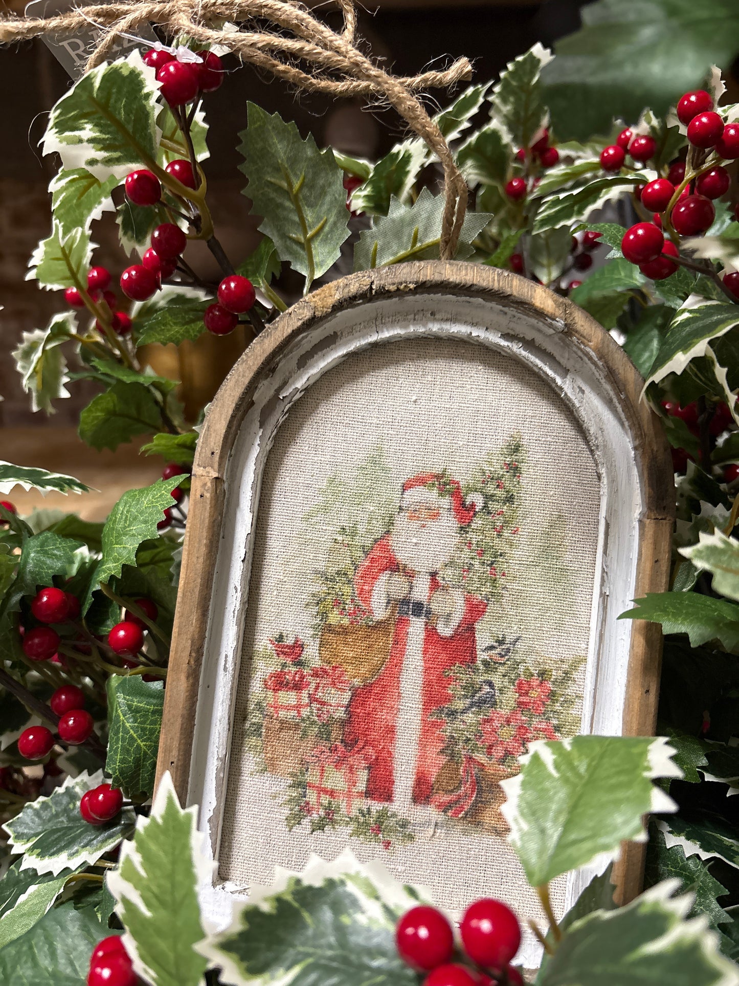 Watercolor Holiday Santa Framed Ornament