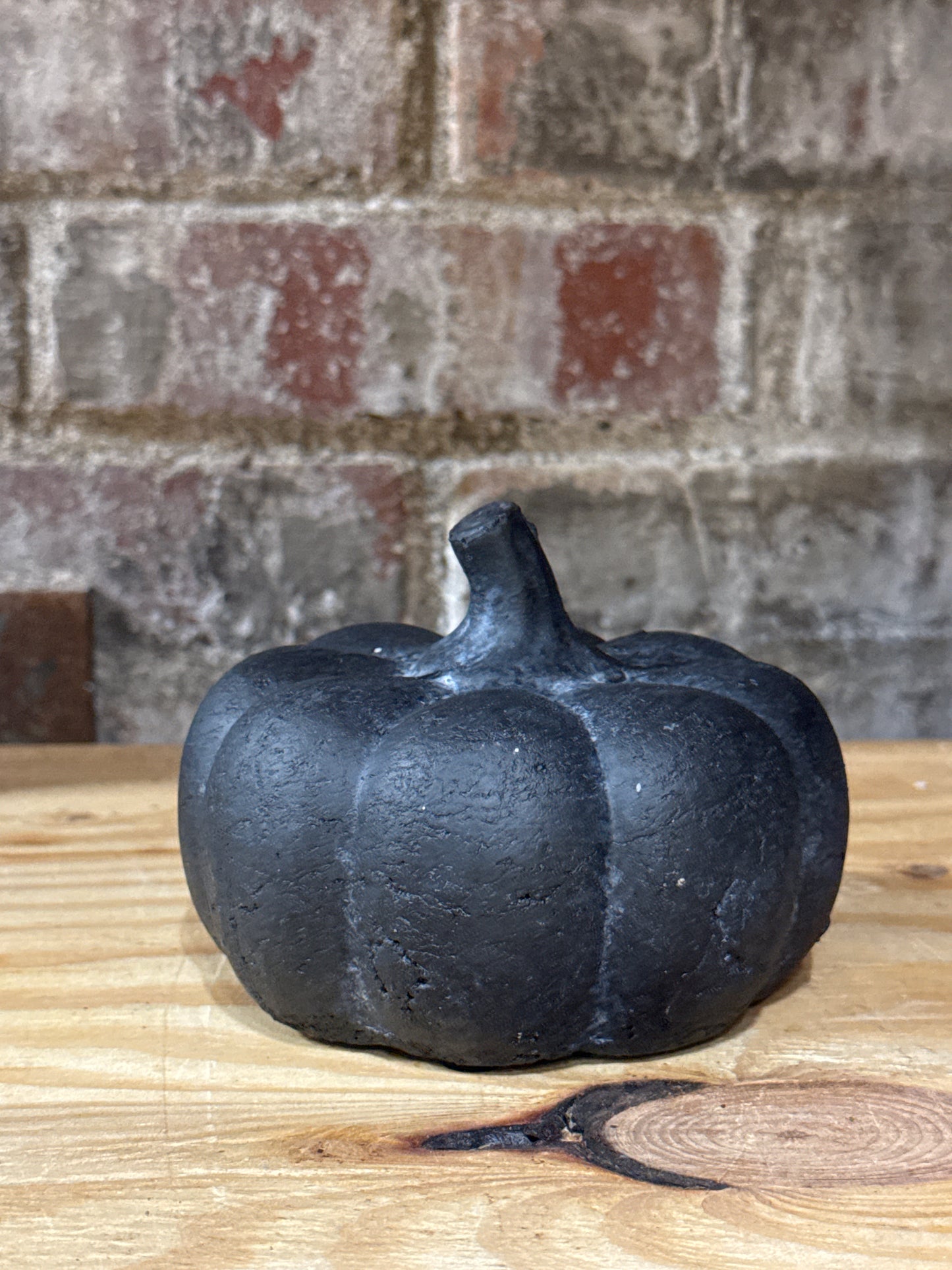 4.75”W Black Terracotta Pumpkin