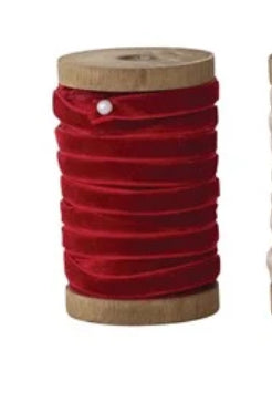 10 Yard 1/4” wide velvet ribbon on wood spool