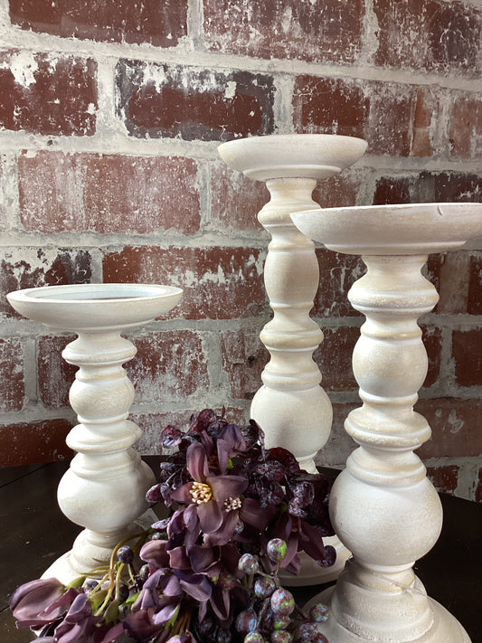 11.5”H Pillar Candlestick - White