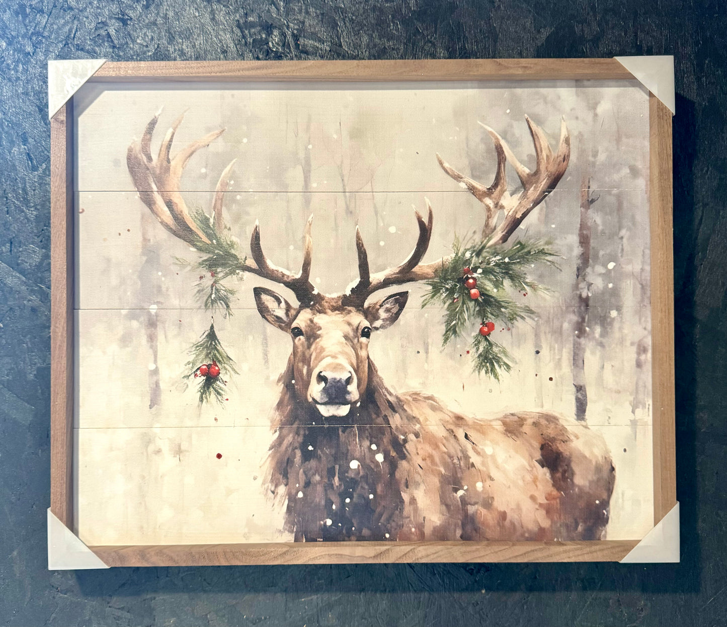 Holiday Caribou 20 x 16 Framed Print