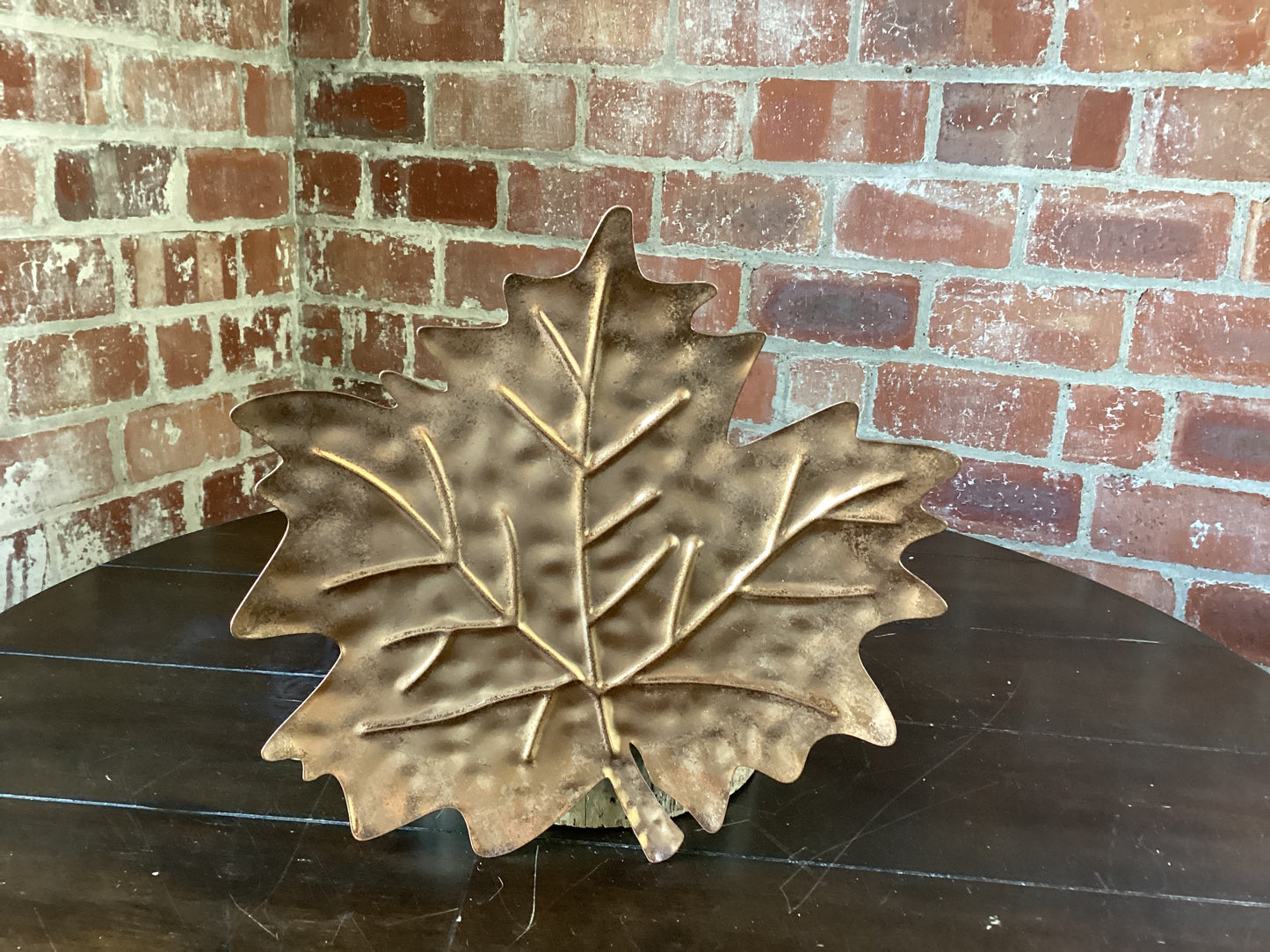 14” Copper/Bronze Metal Leaf Tray