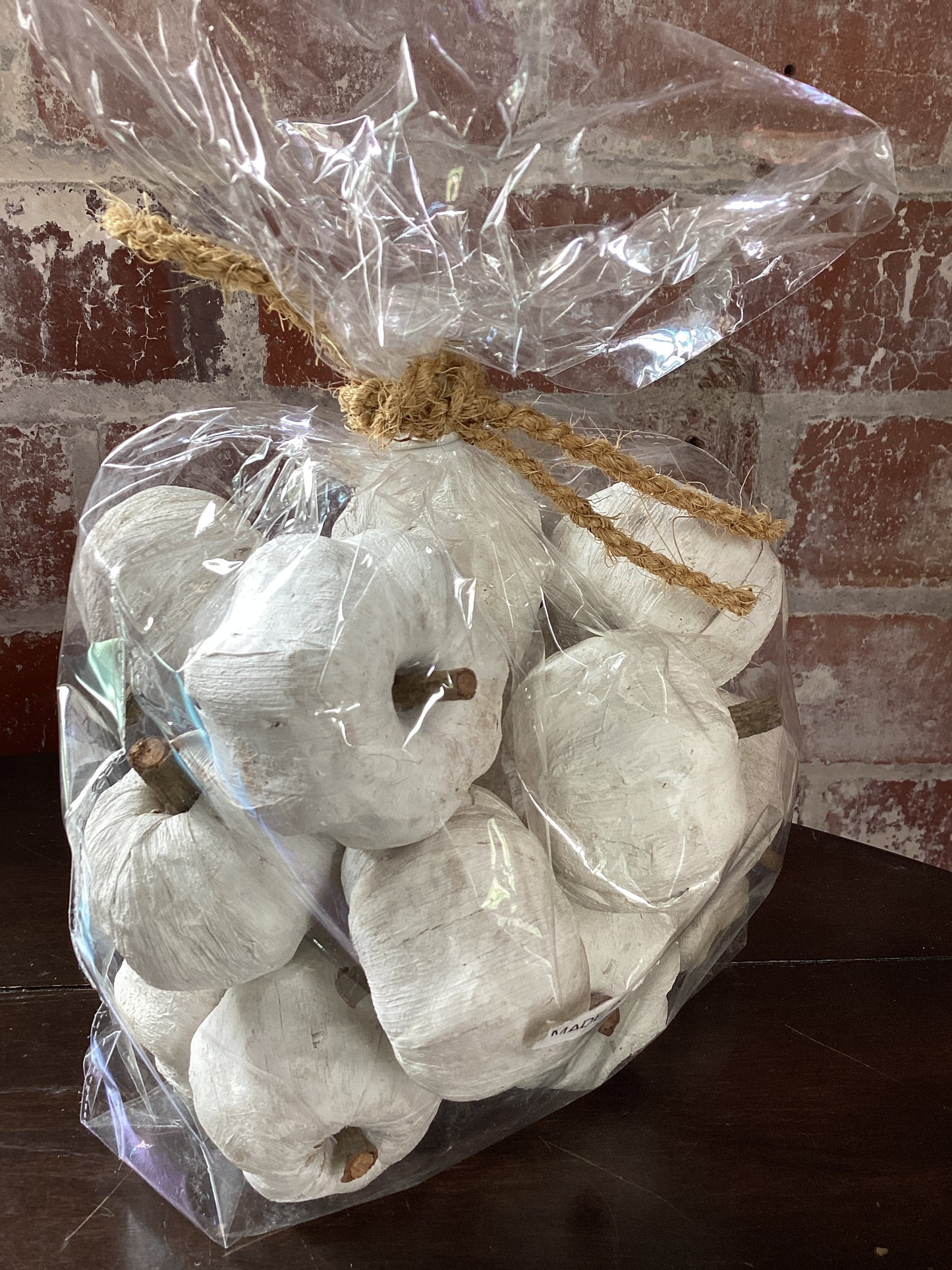 Bag of Dried Mini White Faux Pumpkins