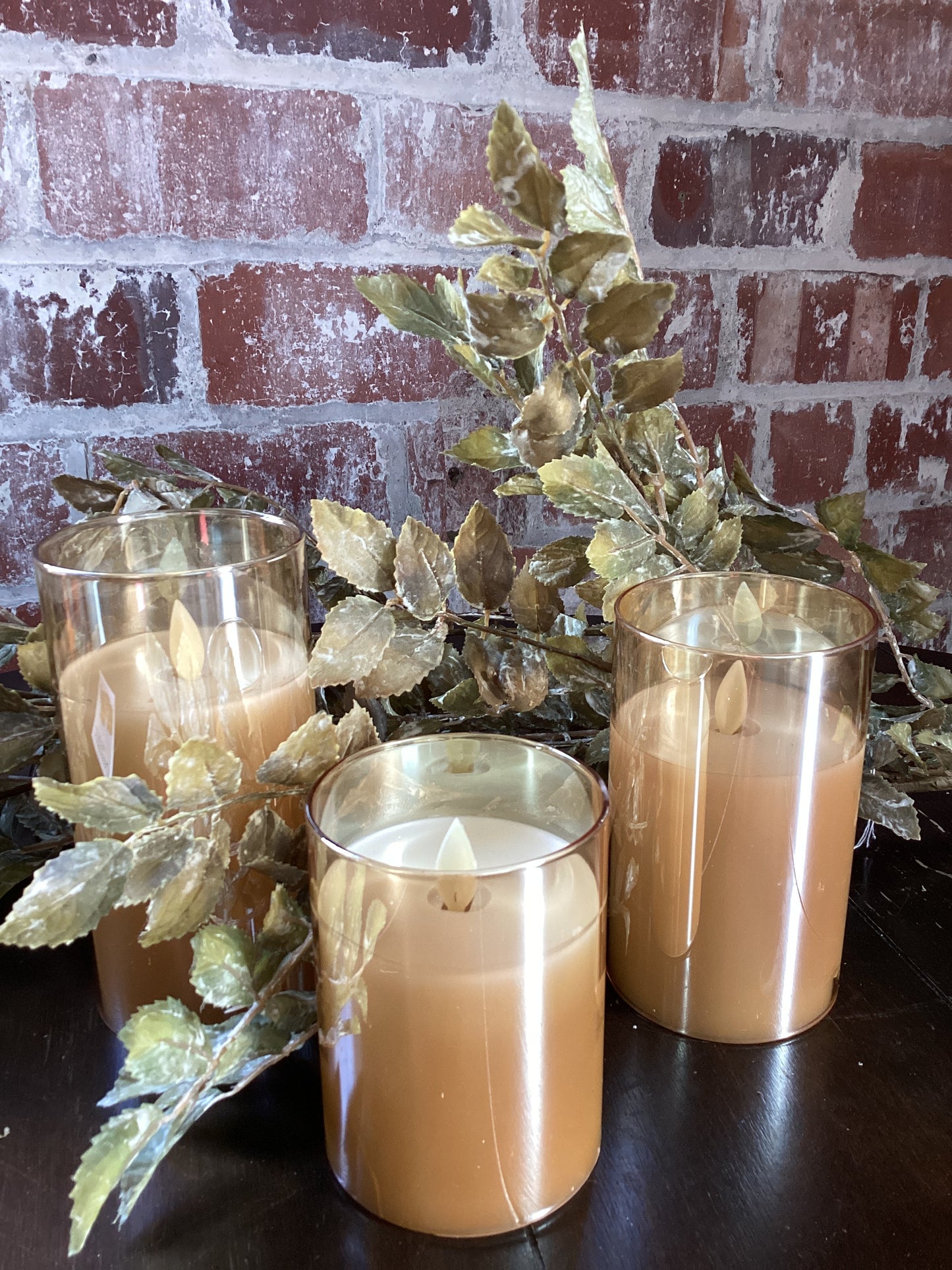 LED Wax Candle Set/3 - Amber