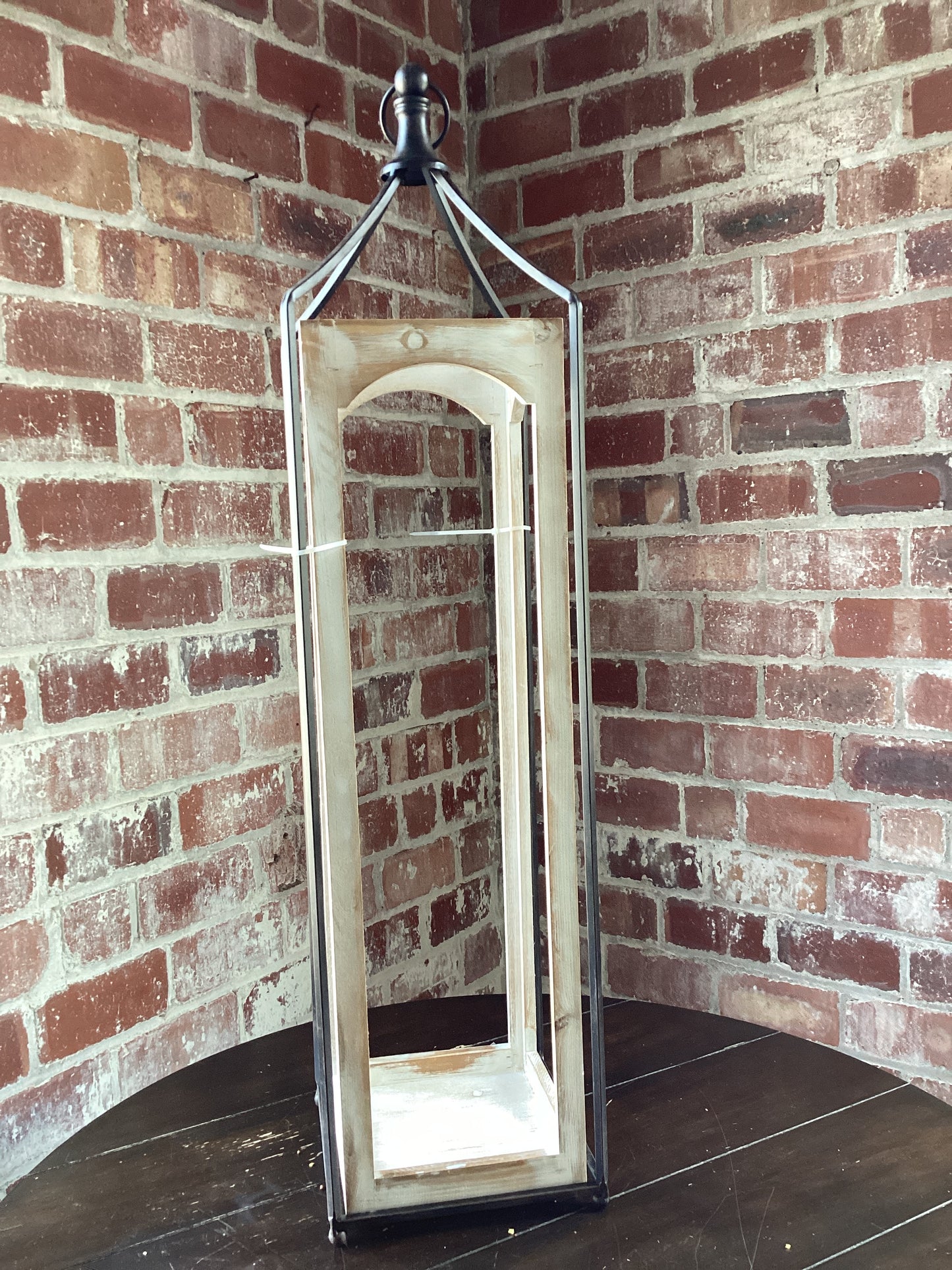 White Washed Wood & Metal Lantern 8.75” x 37.7”