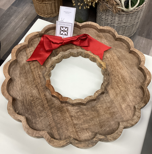 Wood Wreath Serving Board With Removeable Bow