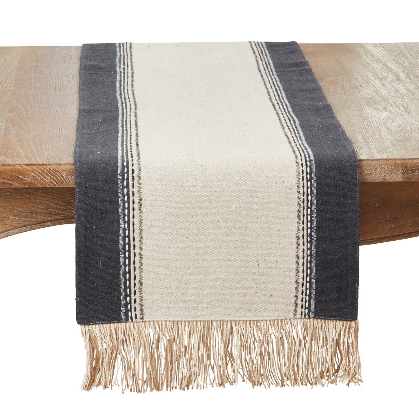Fringe Detail Banded Table Runner