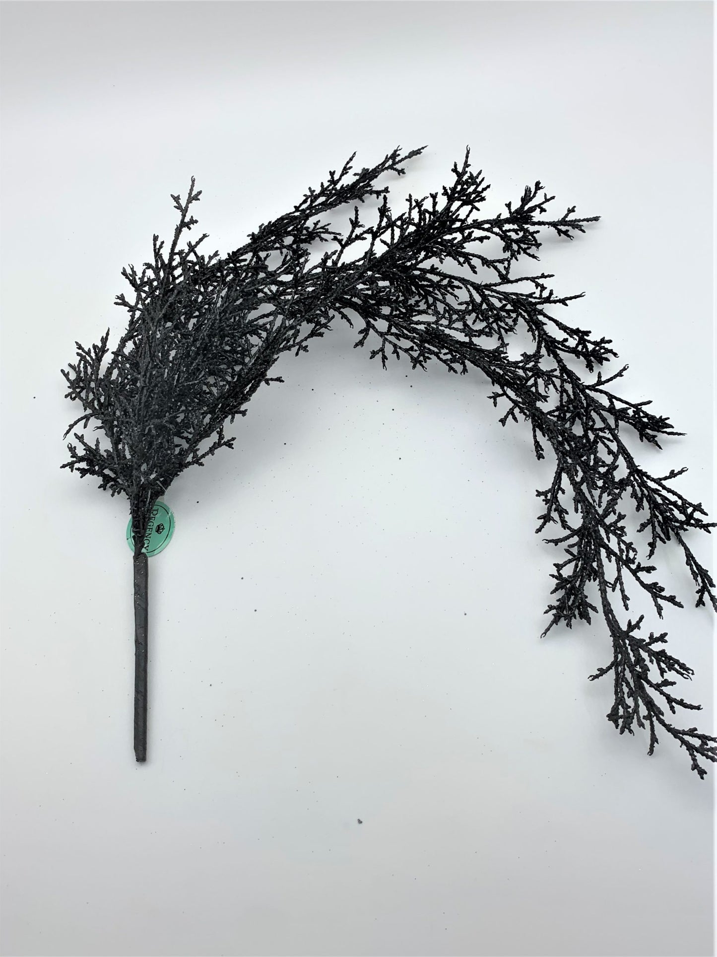 24” Hanging Juniper Bush Black Glitter