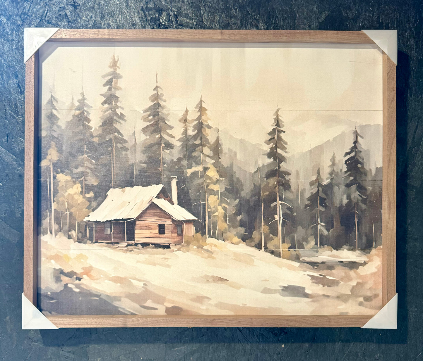 Cabin in Winter 20 x 16 Framed Print