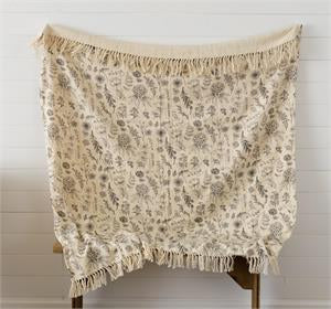 Black & White BotanicalThrow 50”Wx60”L