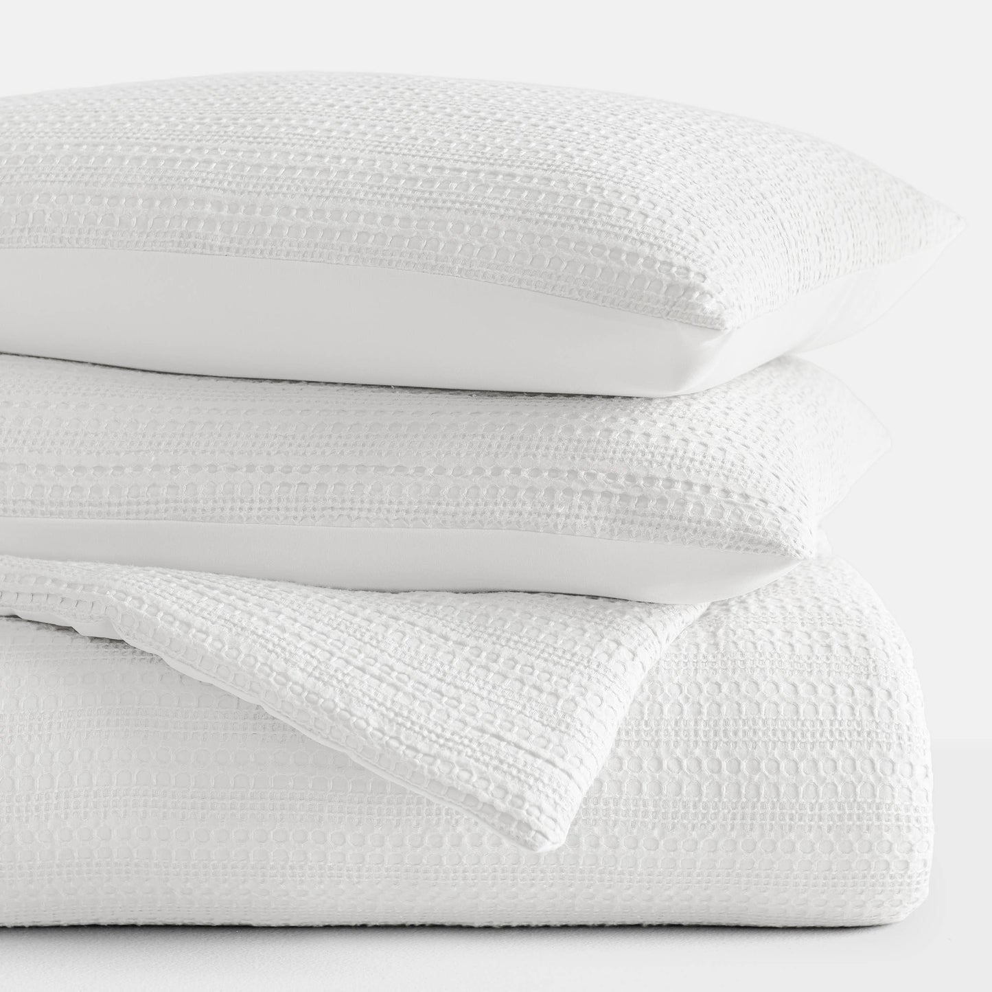 Waffle Textured 3 Piece Down Alternative Comforter Set