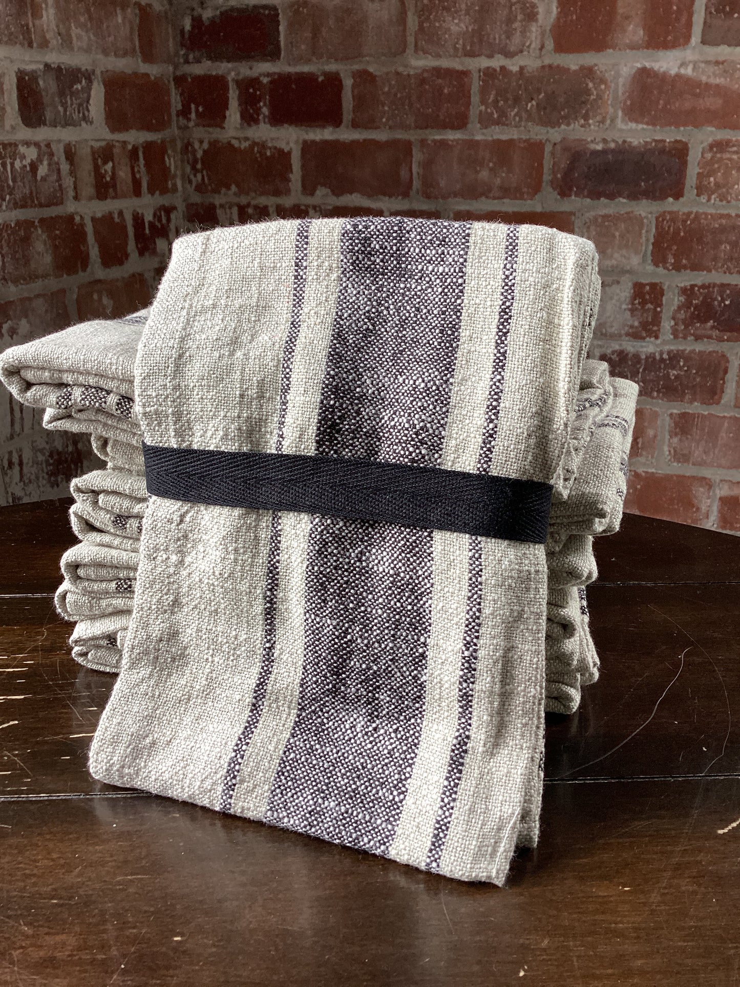 Black Chambray Dishtowel Set/2