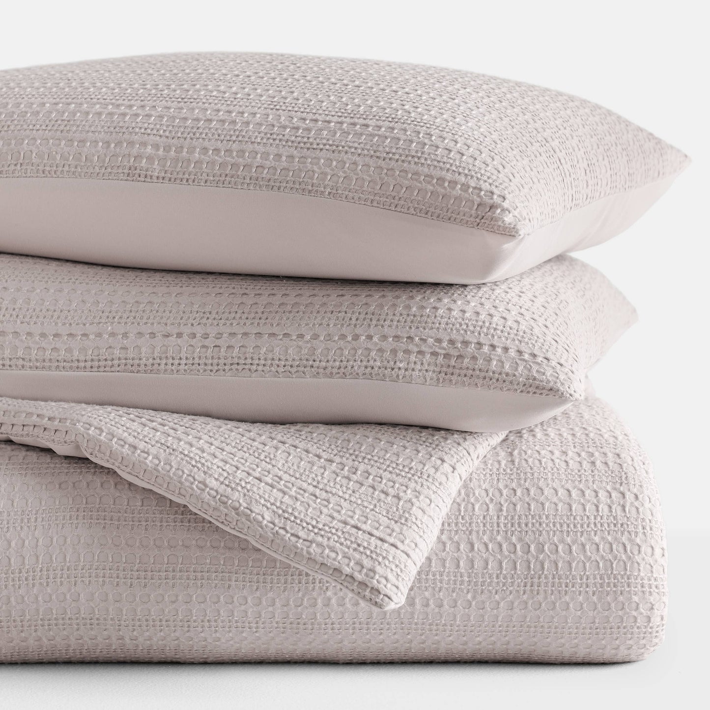 Waffle Textured 3 Piece Down Alternative Comforter Set