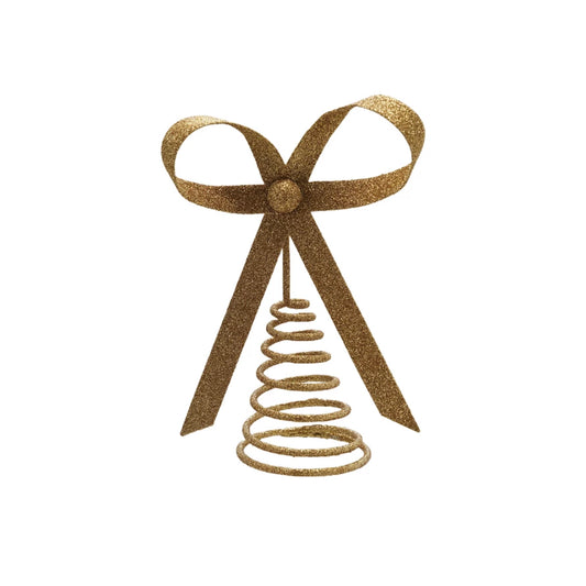 7" Gold Glitter Bow Tree Topper
