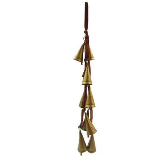 Velvet Ribbon Cone Shaped Brass Bell Hanger