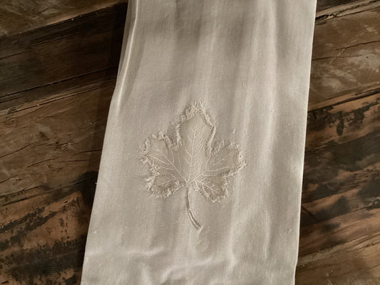 Neutral Maple Leaf Tea Towel