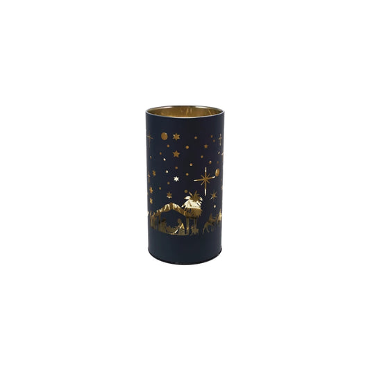 LED Light w/ Laser Etched Nativity Scene-5" (Navy and Gold)