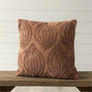 Stonewash Terracotta Leaf Pattern Pillow 18”x18”