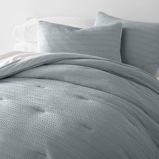 Waffle Textured 3 Piece Down Alternative Comforter Set