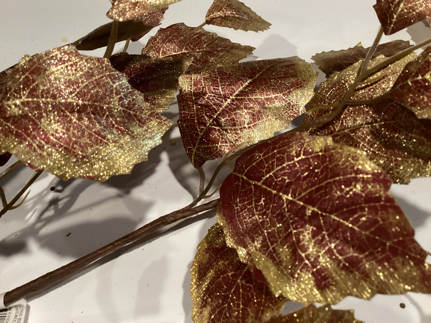 Metallic Beech Leaf Spray Red/Gold 35”